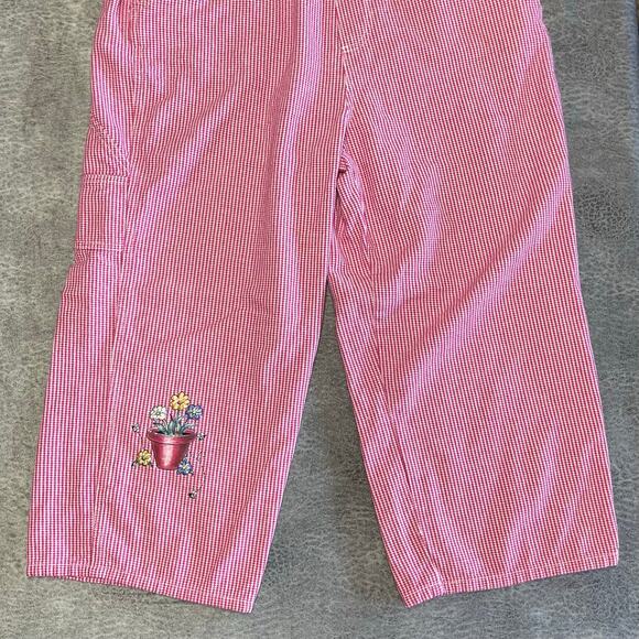 Vintage Haiks Red Embroidered Gingham Overalls - Picture 4 of 8